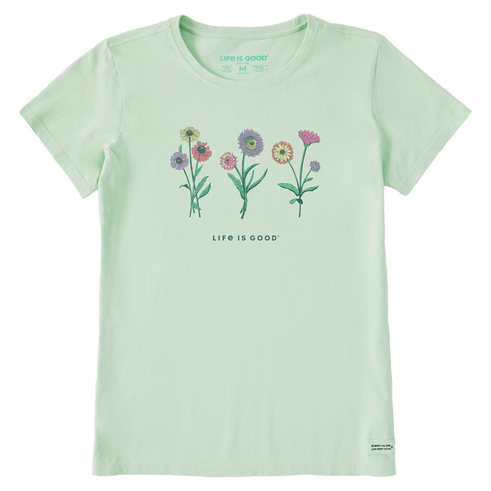 Life is Good. Women's Botanical Flowers SS Crusher Tee, Sage Green