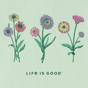 Life is Good. Women's Botanical Flowers SS Crusher Tee, Sage Green