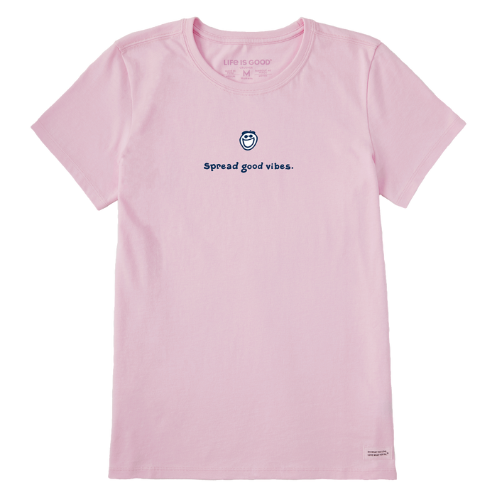 Life is Good. Women's Vintage Jake Spread Good Vibes Crusher Tee, Seashell Pink