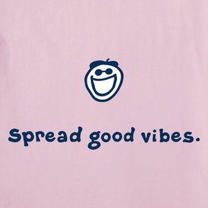 Life is Good. Women's Vintage Jake Spread Good Vibes Crusher Tee, Seashell Pink