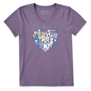 Life is Good. Women's Retro Wave Stripe SS Crusher Tee, Dusk Purple