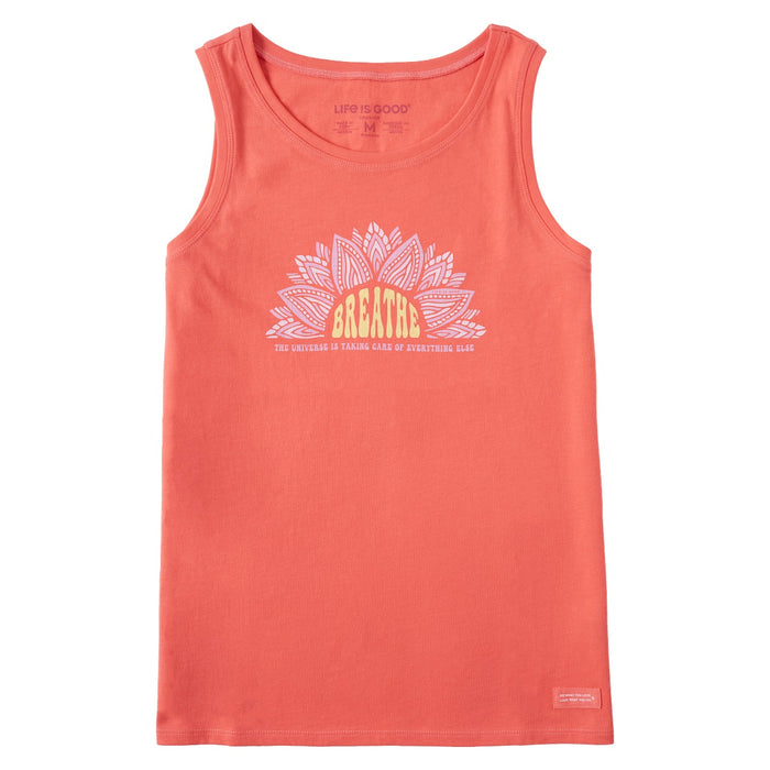 Life is Good. Women's Groovy Breathe Sun Crusher Tank, Mango Orange