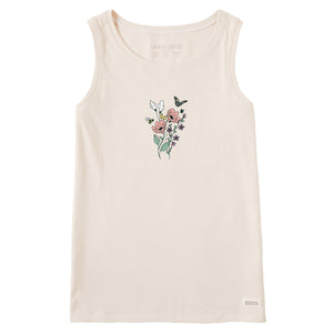 Life is Good. Women's Wildflowers Bouquet Crusher Tank, Putty White