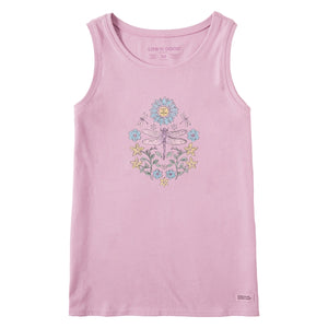 Life is Good. Women's Dreamy Dragonfly Mirror Crusher Tank, Violet Purple