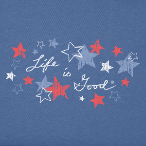 Life is Good. Women's Americana Stars SS Crusher-LITE Vee, Vintage Blue