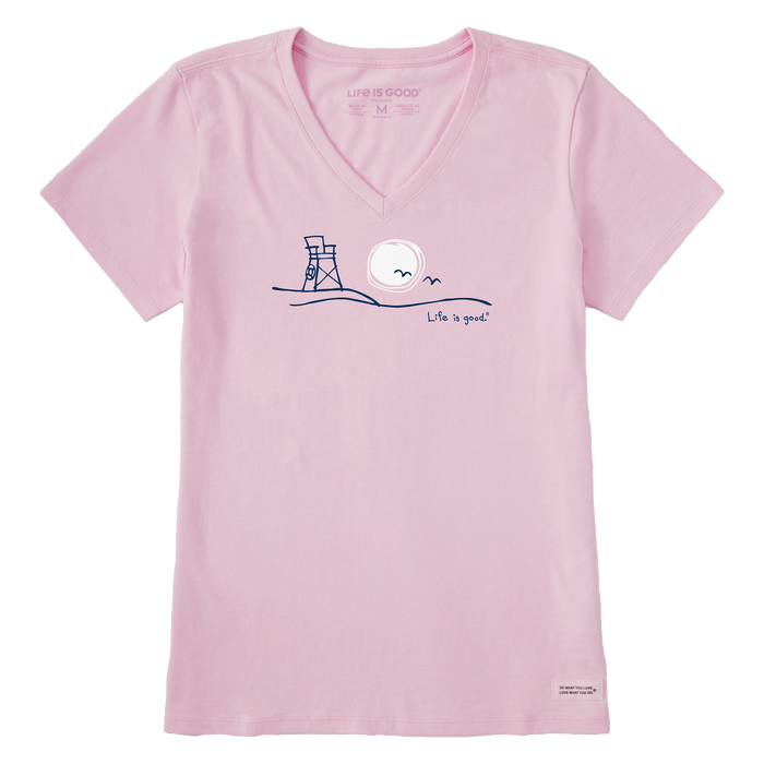 Life is Good. Women's Quirky Roam Beach SS Crusher-LITE Vee, Seashell Pink