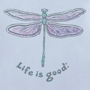 Life is Good. Women's Pencily Dragonfly SS Crusher-LITE Vee, Glacier Blue