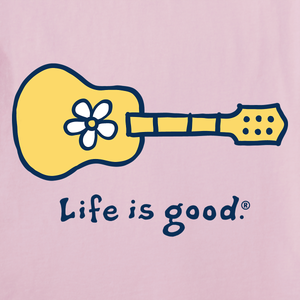 Life is Good. Women's Mini Daisy Guitar SS Crusher-LITE Vee, Seashell Pink