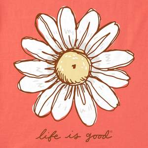 Life is Good. Women's Realaxed Daisy SS Crusher-LITE Vee, Mango Orange