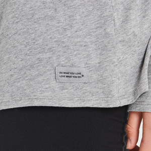 Life is Good. Women's Fineline Best Things LS Crusher Hooded Tee, Heather Gray