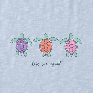 Life is Good. Women's Three Turtles Textured Slub Tank, Glacier Blue