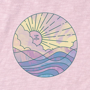 Life is Good. Women's Take Me to the Ocean Watercolor Textured Slub Tank, Seashell Pink