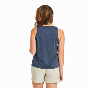 Life is Good. Women's Rally Swimming Turtle Sun Crusher Tank, Darkest Blue