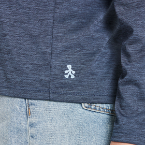 Life is Good. Women's Groovy Sun & Waves LS Sun Crusher Tee, Darkest Blue