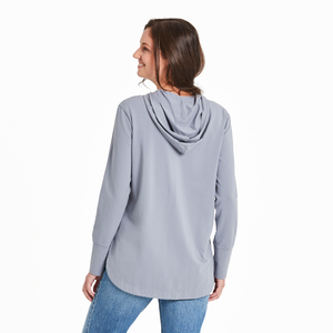 Life is Good Women's Positive Compass Crusher-FLEX Hoodie, Stone Blue