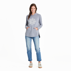 Life is Good Women's Positive Compass Crusher-FLEX Hoodie, Stone Blue