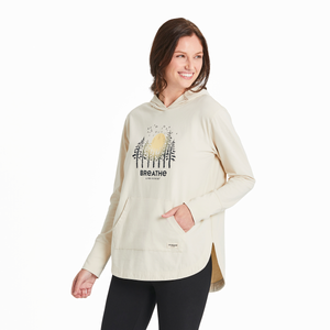 Life is Good Women's Breathe Forest Crusher-FLEX Hoodie Tunic, Putty White