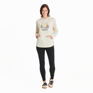 Life is Good Women's Breathe Forest Crusher-FLEX Hoodie Tunic, Putty White