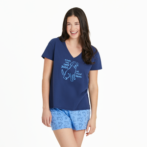 Life is Good Women's Inkbrush Dog Love Relaxed Sleep Shirt, Darkest Blue