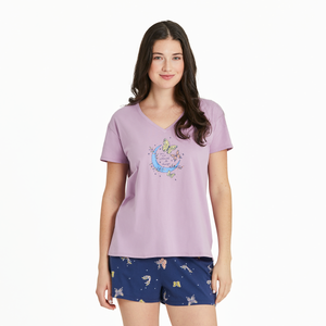 Life is Good Women's Celestial Butterflies Relaxed Sleep Shirt, Violet Purple