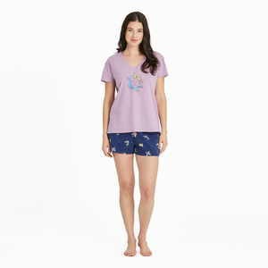 Life is Good Women's Celestial Butterflies Relaxed Sleep Shirt, Violet Purple