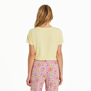 Life is Good Women's Painted Hibiscus Lightweight Sleep Shirt, Sandy Yellow