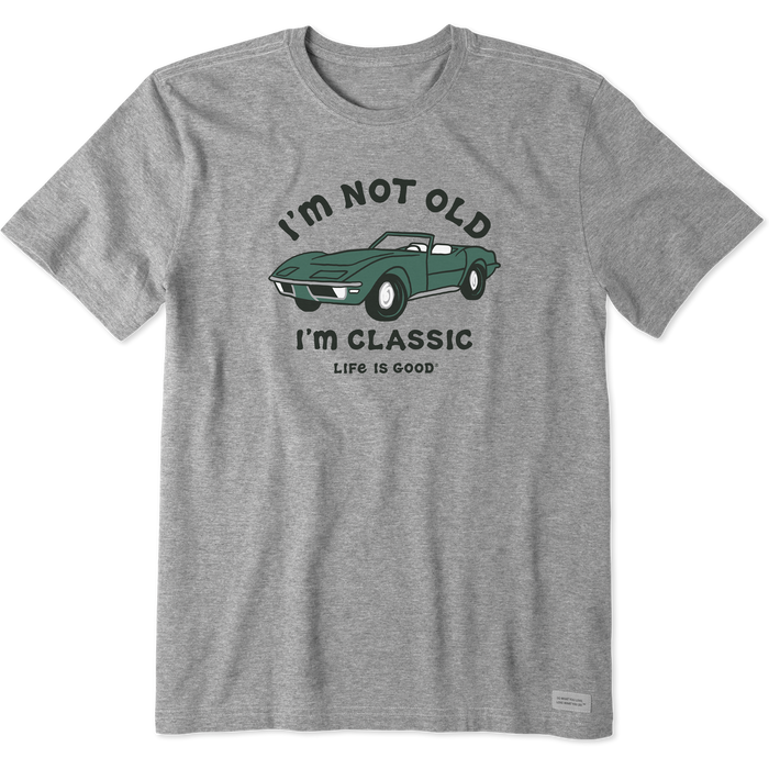 Life is Good. Men's I'm Not Old Sports Car Crusher Tee, Heather Gray