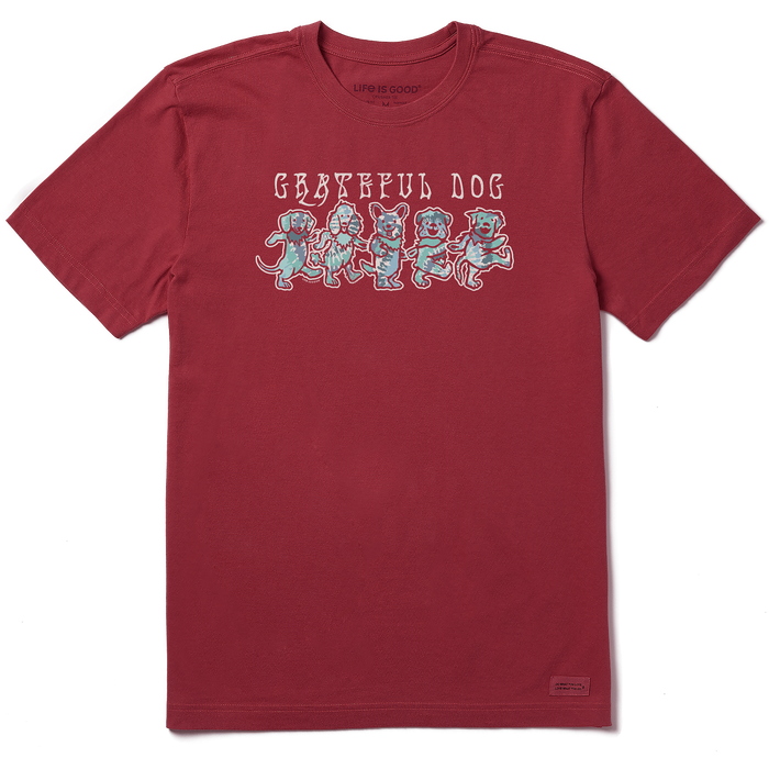 Life is Good. Men's Tie Dye Grateful Dog SS Crusher Tee, Cranberry Red