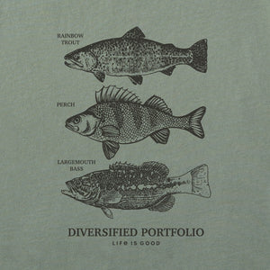 Life is Good. Men's Diversified Freshwater Catches SS Crusher Tee, Moss Green