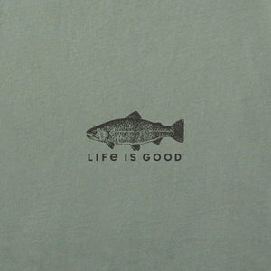 Life is Good. Men's Diversified Freshwater Catches SS Crusher Tee, Moss Green