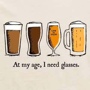 Life is Good. Men's Storybook Need Glasses SS Crusher Tee, Putty White