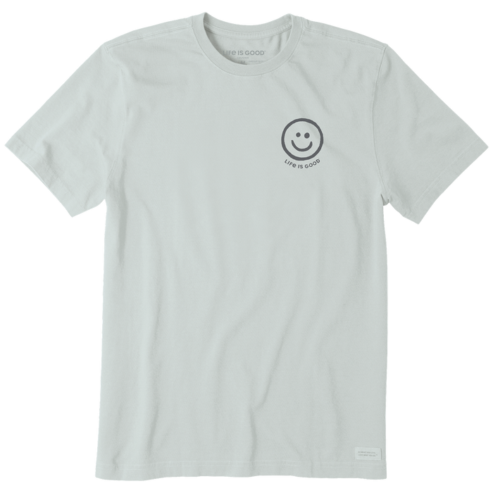 Life is Good. Men's Smiley Face SS Crusher Tee, Fog Gray