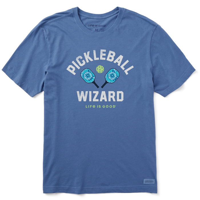 Life is Good. Men's Tie Dye Pickleball SS Crusher Tee, Vintage Blue