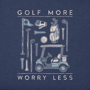 Life is Good. Men's Golf More Worry Less LS Crusher Tee, Darkest Blue