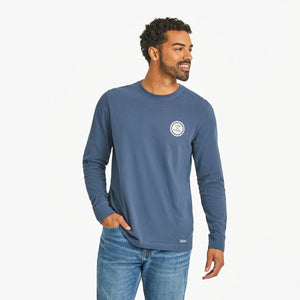 Life is Good. Men's Golf More Worry Less LS Crusher Tee, Darkest Blue