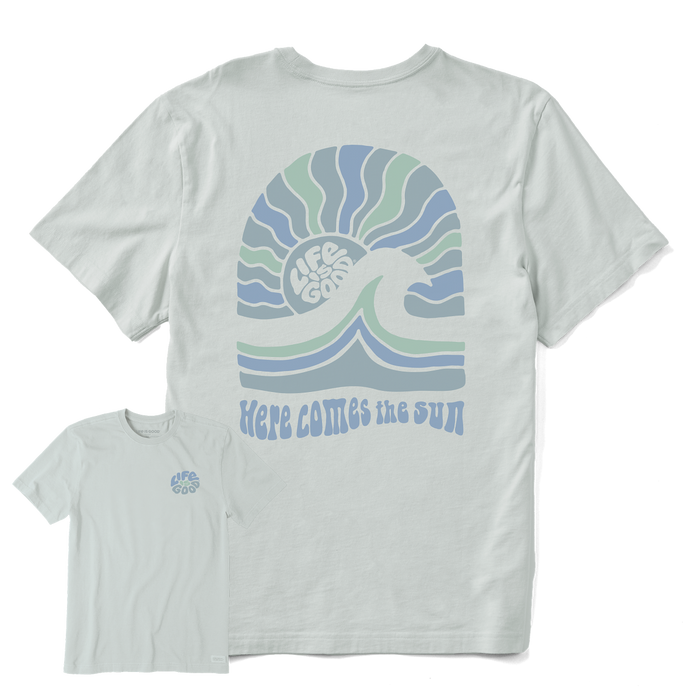 Life is Good. Men's Here Comes The Sun SS Crusher-LITE Tee, Fog Gray