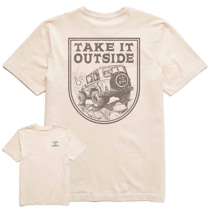 Life is Good. Men's Fineline Take it SS Crusher-LITE Tee, Putty White