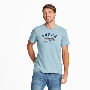 Life Is Good. Men's Fineline Super Fly Textured Slub Tee, Smoky Blue