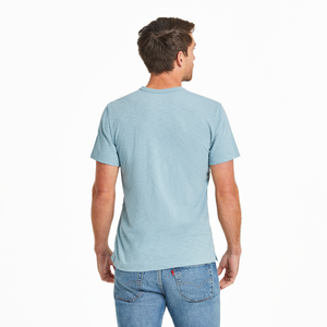 Life Is Good. Men's Fineline Super Fly Textured Slub Tee, Smoky Blue