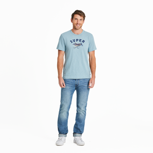 Life Is Good. Men's Fineline Super Fly Textured Slub Tee, Smoky Blue