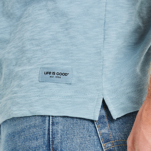 Life Is Good. Men's Solid Textured Slub Pocket Tee, Smoky Blue