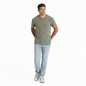 Life Is Good. Men's Solid Textured Slub Pocket Tee, Moss Green