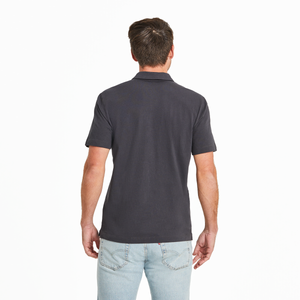 Life is Good. Men's LIG Wordmark Stacked SS Crusher Polos, Faded Black