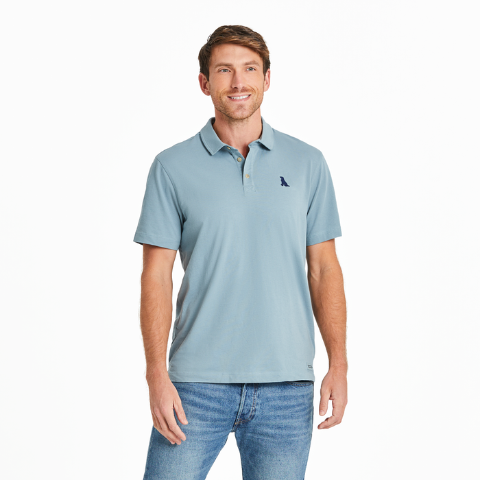 Life is Good. Men's Simple Dog SS Crusher-LITE Polos, Smoky Blue