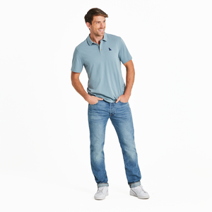 Life is Good. Men's Simple Dog SS Crusher-LITE Polos, Smoky Blue