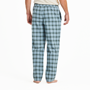 Life is Good. Men's Smoky Blue Check Pattern Classic Sleep Pant, Smoky Blue