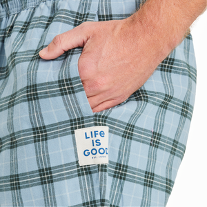 Life is Good. Men's Smoky Blue Check Pattern Classic Sleep Pant, Smoky Blue