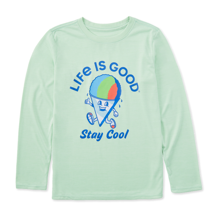 Life Is Good. Kids Snow Cone Stay Cool LS Crusher Tee, Sage Green