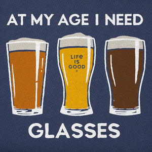Life is Good. Men's Clean At My Age Beer Glasses Short Sleeve Crusher Tee, Darkest Blue