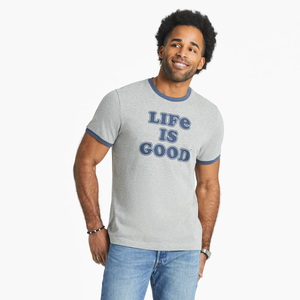 Life is Good. Men's Clean Cooper LIG SS Crusher Tee, Heather Gray